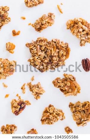 Granola Clusters on the White Background
