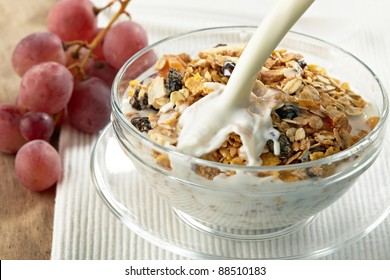 Granola And Milk Splash