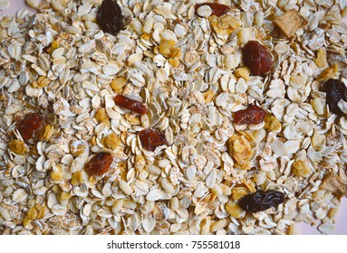 Granola Or Muesli, With Whole Grain, And Cereal Flake, Healthy Food Concept