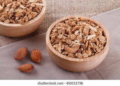 Granola In Wood Bowl 