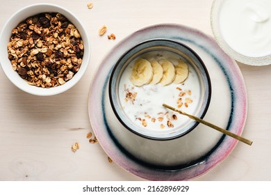 Granola Yogurt Bananas Top View Stock Photo 2162896929 | Shutterstock