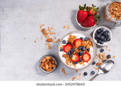 Granola Yogurt Bowl with Fresh Berries, Healthy Food, Snack or Breakfast - Powered by Shutterstock