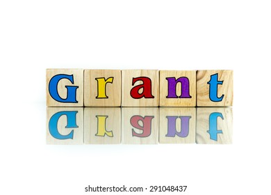  grant colorful wooden word block on the white background
