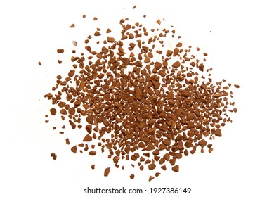 Granular coffee on a white background.