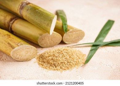 Granulated Brown Sugar Obtained From Sugar Cane, Closeup. Agriculture Concept.