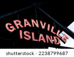 Granville Island bridge - red letters under the bridge - welcome entrance