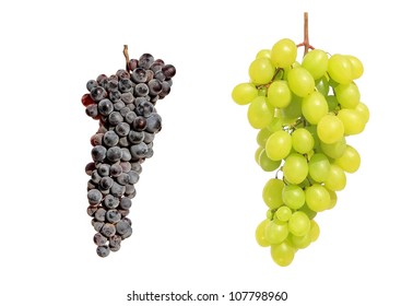 Grape clusters isolated on a white background