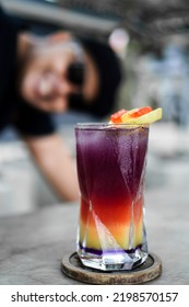 Grape And Orange Mocktail With Jelly Candy Beverages Background