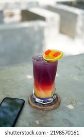 Grape And Orange Mocktail With Jelly Candy Beverages Background