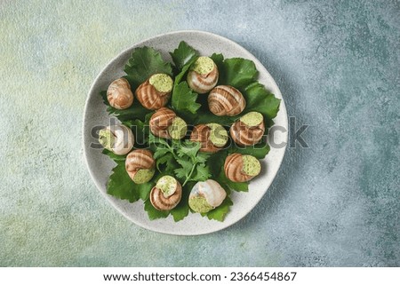 grape snails , stuffed in burgundy, french cuisine,