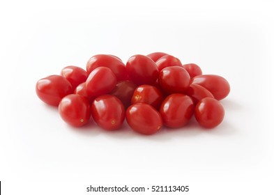 Grape Tomatoes Isolated On White Background.