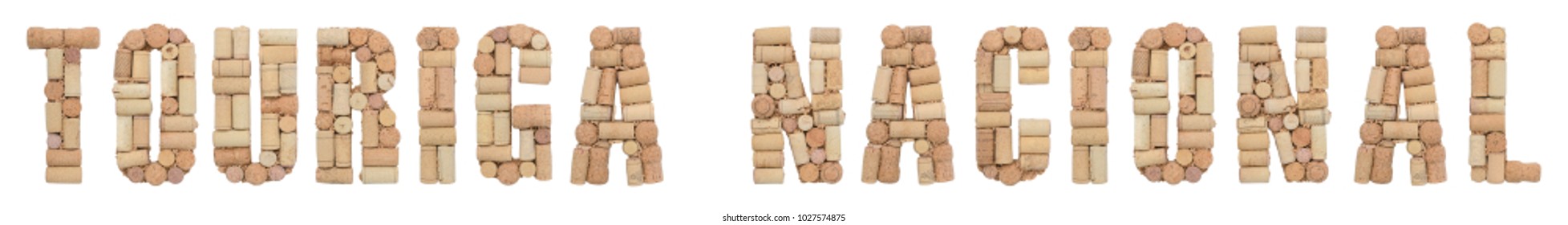 Grape Variety Touriga Nacional  Made Of Wine Corks Isolated On White Background