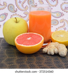 Grapefruit Apple Carrot Juice With Lemon And Ginger