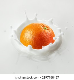 Grapefruit Falls Into Milk, Yoghurt, Sour Cream, Splash