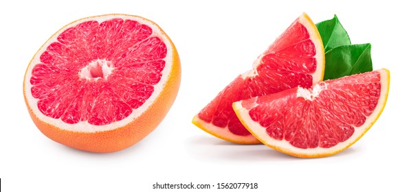 Grapefruit half isolated on white background close up