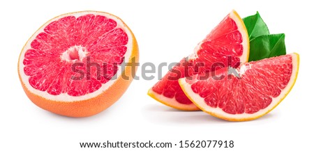 Grapefruit half isolated on white background close up