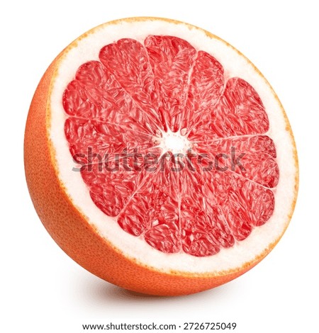 Grapefruit isolated on white background. Grapefruit citrus fruit clipping path. Grapefruit half macro studio photo