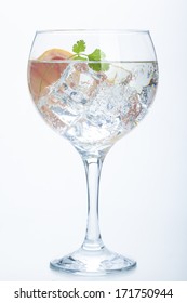 Grapefruit And Parsley  Gin Tonic Isolated Over White Background