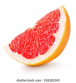 Grapefruit slice - cut of grapefruit citrus fruit isolated on white with clipping path