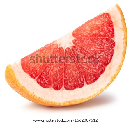 Grapefruit slice isolated on white background. Ripe fresh grapefruit clipping path.