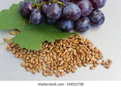 Grapes And Grape Seeds On The Table