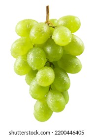 Grapes isolated. Bunch of ripe green grapes in water drops. - Shutterstock ID 2200446405