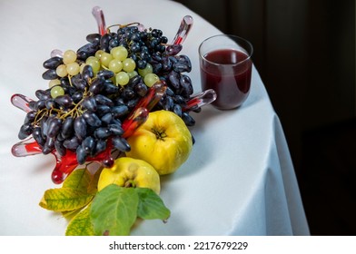 Grapes Quince Grape Juice Still Life