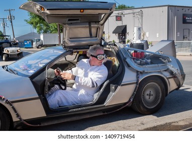 GRAPEVINE, TEXAS - May 5, 2019: A Replica DeLorean Time Machine At The Main Street Days Festival.