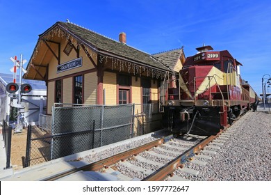 GRAPEVINE TEXAS USA, DEC 24, 2019: The Grapevine Vintage Railroad - located in the heart of Historic Downtown Grapevine - offers a unique experience on authentic 1920's Victorian coaches.