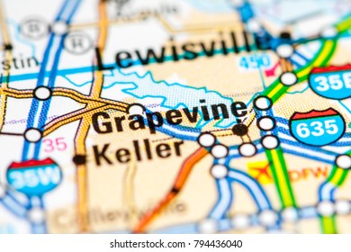 Grapevine. Texas. USA On A Map