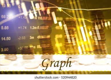 Graph - Abstract digital information to represent Business&Financial as concept. The word Graph is a part of stock market vocabulary in stock photo