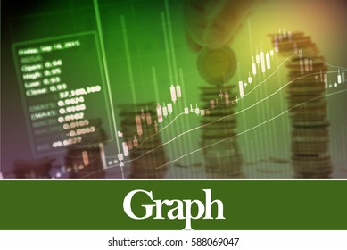 Graph - Abstract digital information to represent Business&Financial as concept. The word Graph is a part of stock market vocabulary in stock photo