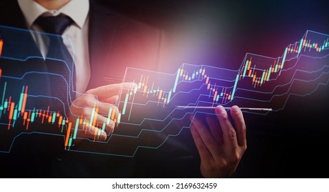 Graph Chart Of Stock Market Investment Trading. Financial Chart With Up Trend Line Graph. Wealth Management With Risk Diversification Concept.