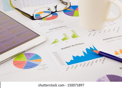 Graph, Chart, Tablet, Data Analysis And Strategic Planning Project