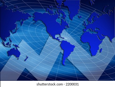 Graph of development with world map, illustration