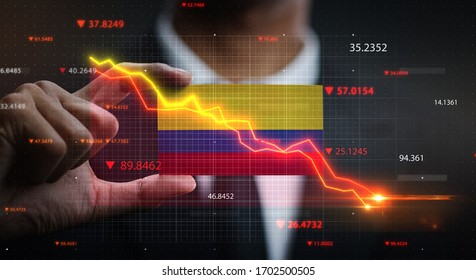 Graph Falling Down in Front Of Colombia Flag. Crisis Concept  - Powered by Shutterstock