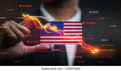 Graph Falling Down in Front Of Malaysia Flag. Crisis Concept - Powered by Shutterstock - Get 15% off with code: PIKWIZARD15
