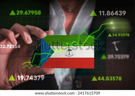 Graph growing up in Front Of Equatorial Guinea Flag. business state growing up concept.