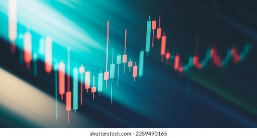 graph hologram on table with computer background. Concept of financial