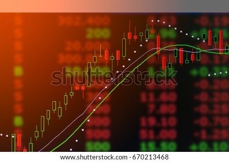 graph of investment world stock candle market chart in double exposure business concept