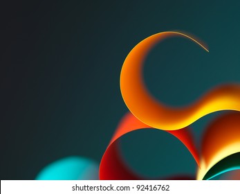 graphic abstract image of colorful origami pattern made of curved sheets of paper