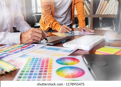 Graphic design and color swatches and pens on a desk. Architectural drawing with work tools and accessories.  - Shutterstock ID 1178955475