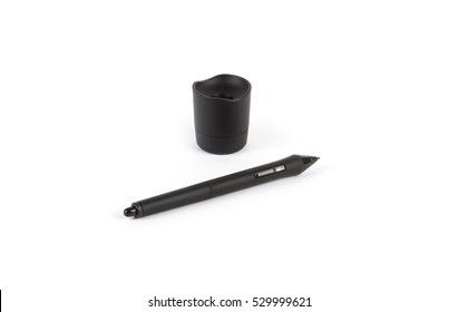 Graphic Design Digitized Pen With Cradle Isolated On White Background