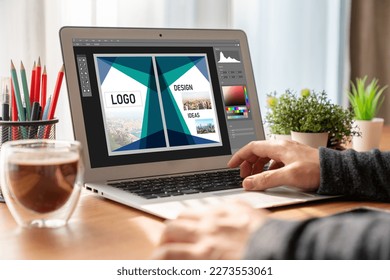 Graphic designer software for modern design of web page and commercial ads showing on the computer screen - Powered by Shutterstock