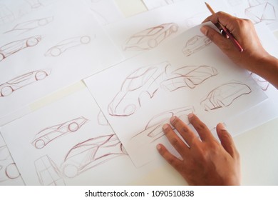 Graphic Designer Work Drawing Sketch Design Developement Prototype Car Automotive Industrial Creative Visual Concept