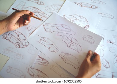 Graphic Designer Work Drawing Sketch Design Developement Prototype Car Automotive Industrial Creative Visual Concept