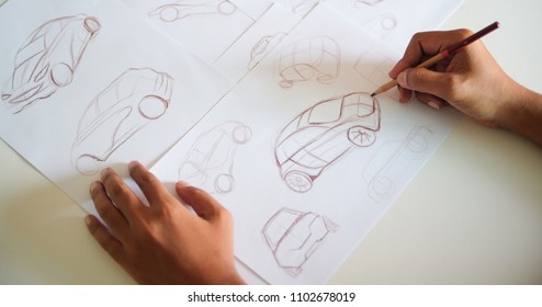 Graphic Designer Work Drawing Sketch Design Developement Prototype Car Automotive Industrial Creative Visual Concept