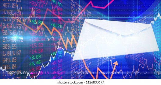 Graphic of Envelope on white background against stocks and shares - Powered by Shutterstock - Get 15% off with code: PIKWIZARD15