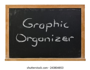 Graphic Organizer Written In White Chalk On A Wood Framed Black Chalkboard Isolated On White