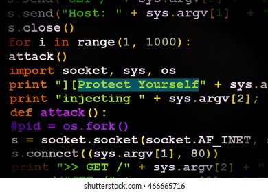 Graphic user interface with Protect yourself message, concept of internet attack